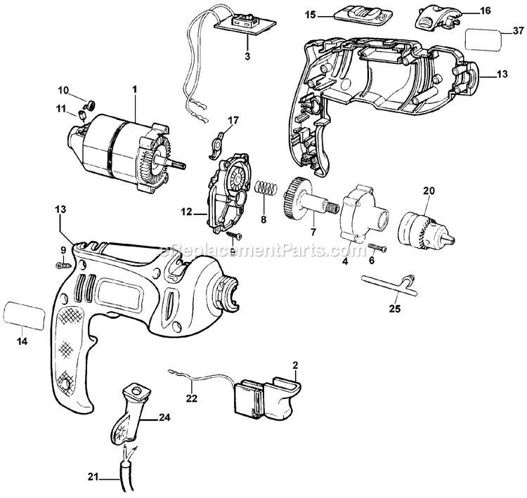 Black and Decker KR532-AR (Type 2) Drill Power Tool Page A Diagram